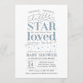 Invitación Twinkle Twinkle Star Tema Baby Shower Blue