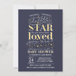 Invitación Twinkle Twinkle Star Theme Navy Baby Shower