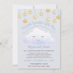 Invitación Twinkle Twinkle Stars Sprinkle Cloud Baby Shower I