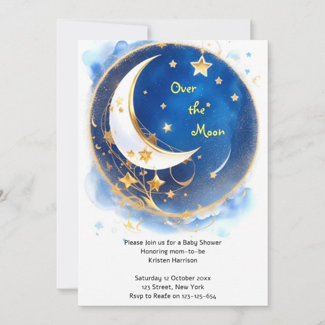 Invitación Twinkling Celestial Baby Shower (Anverso)