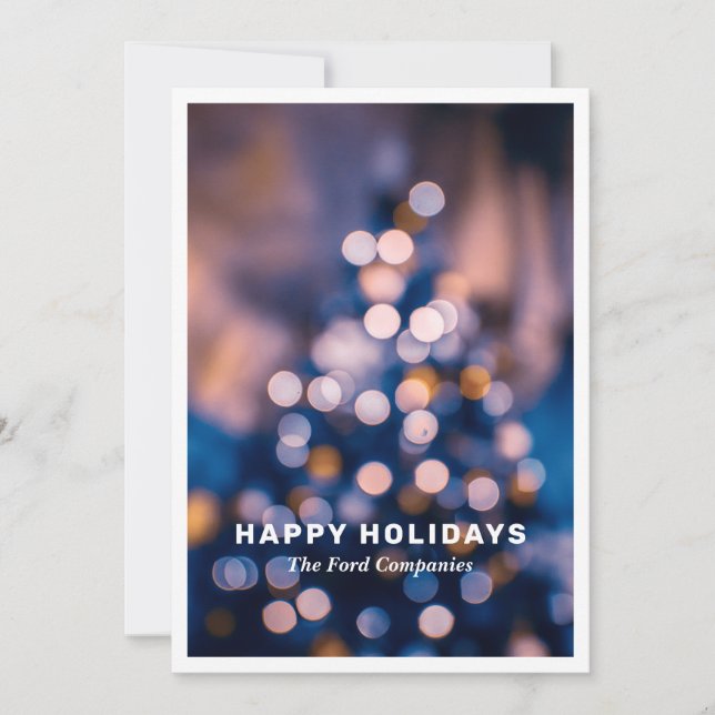 Invitación Twinkling Lughts Blue Company Holiday (Anverso)