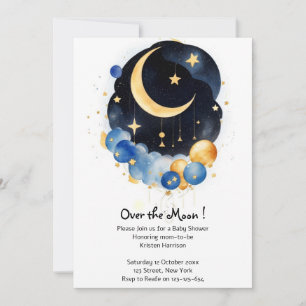 Invitación Twinkling Sky Baby Shower Moon & Stars Tema