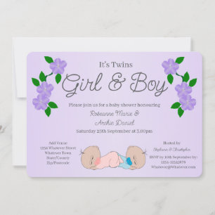 Invitación Twins Baby Girl And Boy Baby Shower