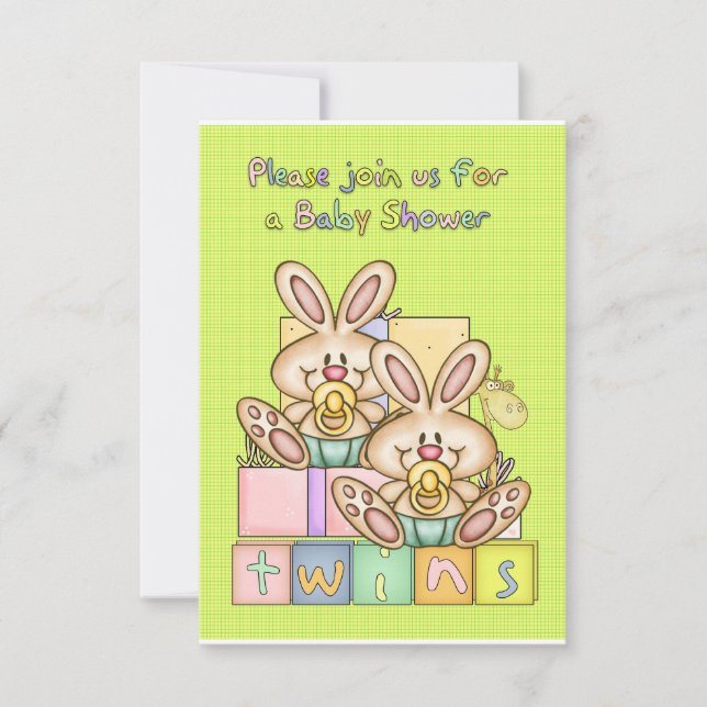 Invitación Twins Baby Shower - Baby Shower Card For Twins (Anverso)