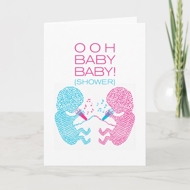 Invitación Twins Baby Shower Invitation Boy and Girl (Anverso)