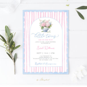 Invitación Twins Boy and Chica Grandmillennial Baby Shower