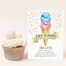 Invitación TWINS dos Scoops Boy y fiesta de cumpleaños Chica