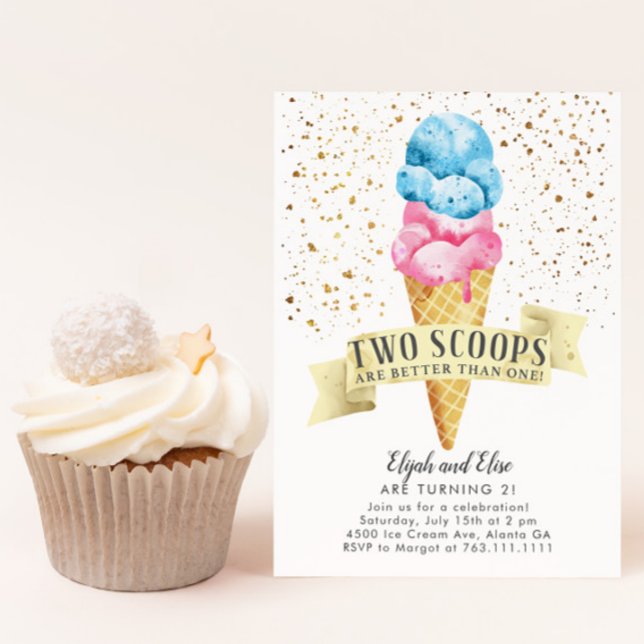 Invitación TWINS dos Scoops Boy y fiesta de cumpleaños Chica (Subido por el creador)