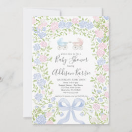 Invitación Twins shower, baby carriage shower invitation
