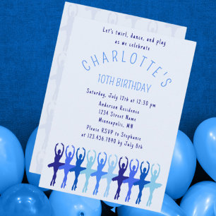 Invitación Twirl Dance Play Ballerina Chicas Cumpleaños