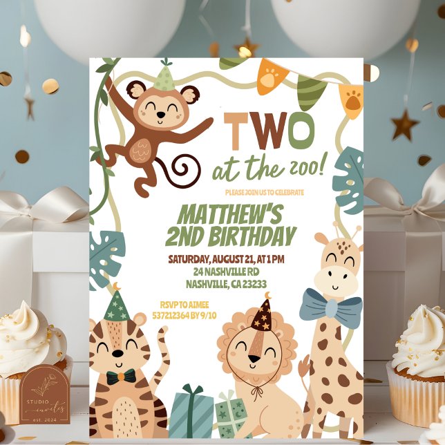 Invitación TWO at the zoo boy birthday invitation (Subido por el creador)
