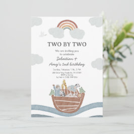 Invitación Two by Two Noahs Ark Twin Birthday