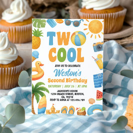 Invitación Two Cool Summer Beach 2nd Birthday Party