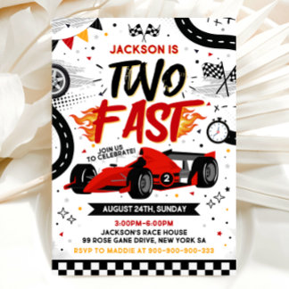 Invitación Two Fast Birthday Invitation, Race Car Invitation