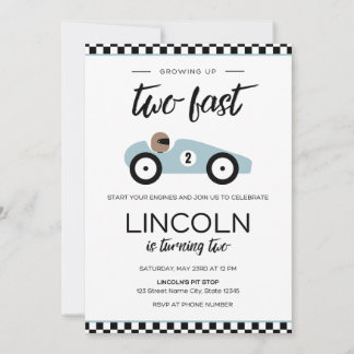 Invitación Two Fast Race Car Birthday Invitation