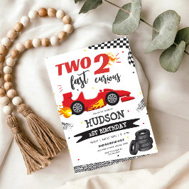 Invitación Two Fast Race Car Boy 2nd Birthday Invitation