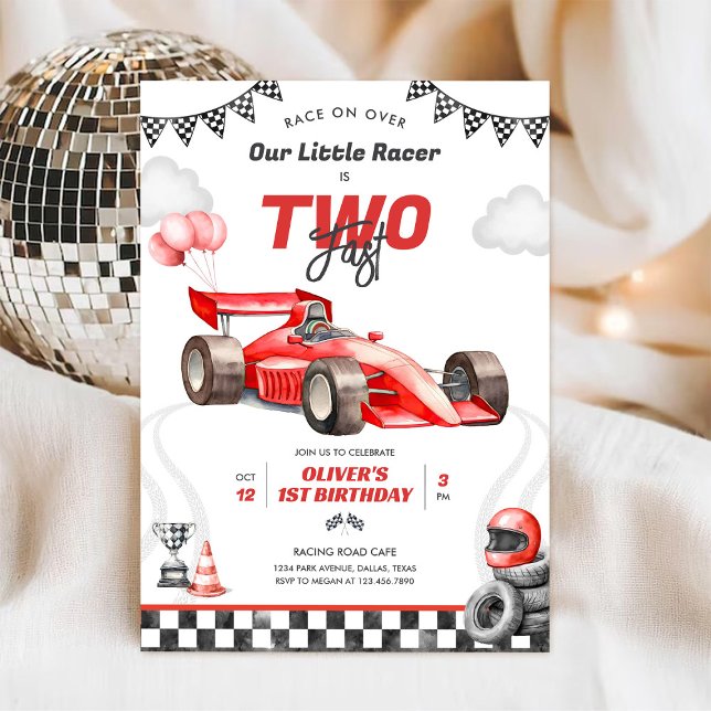 Invitación Two Fast Race Car Boy 2nd Birthday Invitation (Subido por el creador)