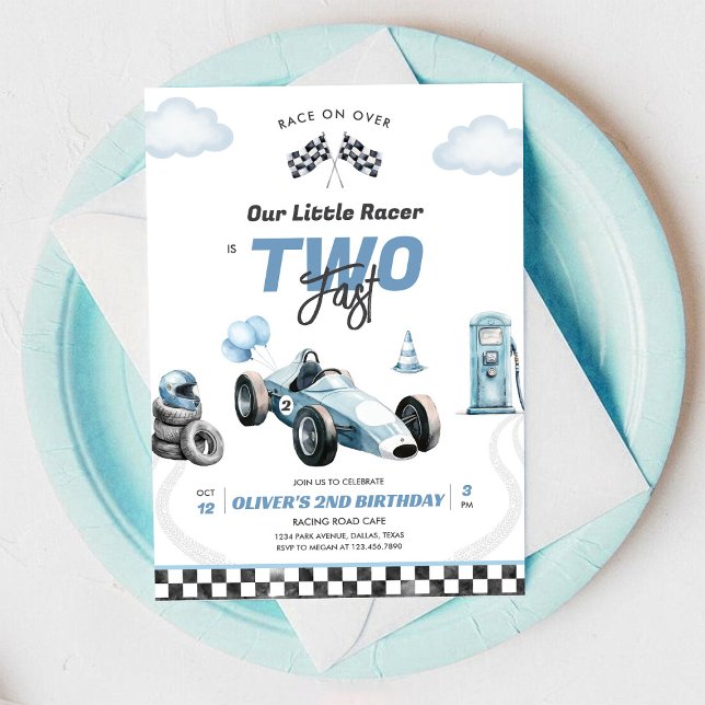 Invitación Two Fast Race Car Boy 2nd Birthday Invitation (Subido por el creador)