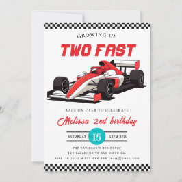 Invitación Two Fast Race Car Boy 2nd Birthday Party
