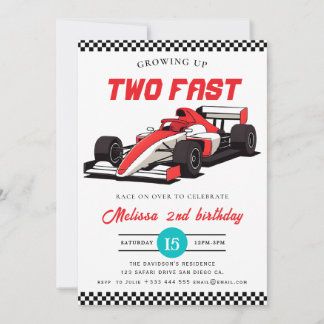 Invitación Two Fast Race Car Boy 2nd Birthday Party