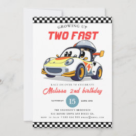Invitación Two Fast Race Car Boy 2nd Birthday Party