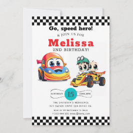 Invitación Two Fast Race Car Boy 2nd Birthday Party
