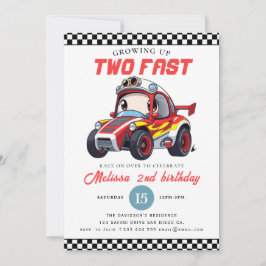 Invitación Two Fast Race Car Boy 2nd Birthday Party