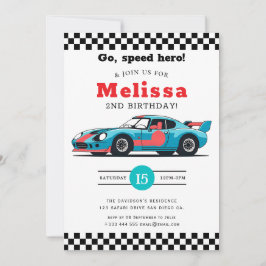 Invitación Two Fast Race Car Boy 2nd Birthday Party