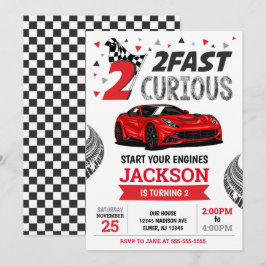 Invitación Two Fast Race Car Boy 2nd Birthday Party