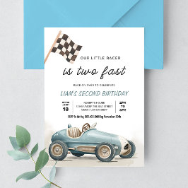 Invitación TWO Fast Vintage Race Car Cumpleaños 2