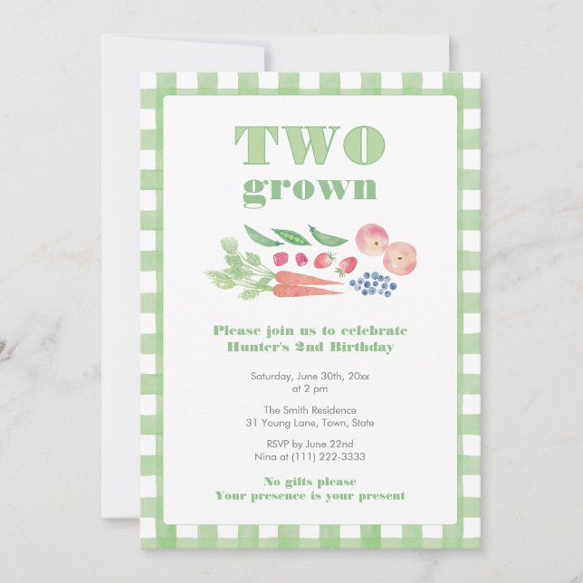 Invitación TWO Grown Farmer's Market 2nd Birthday (Anverso)