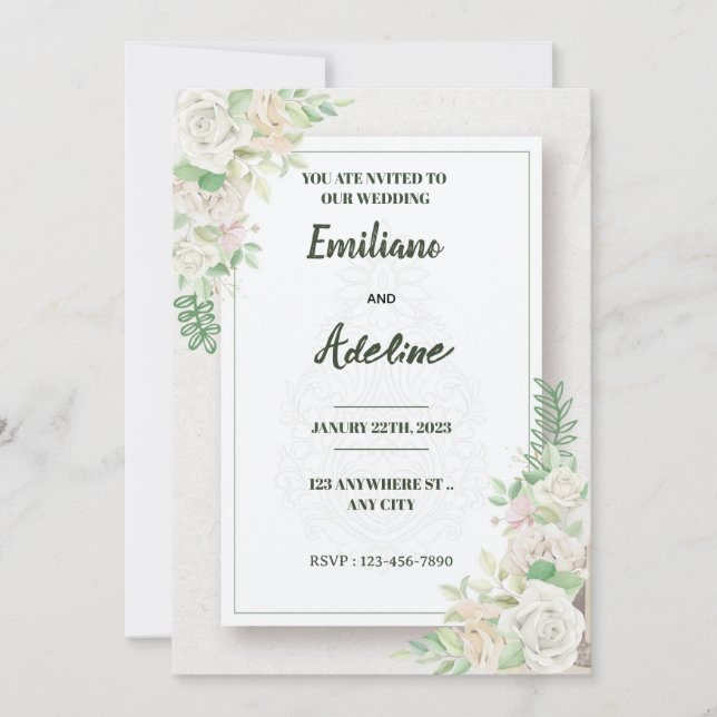 Invitación Two Hearts, One Love (Anverso)