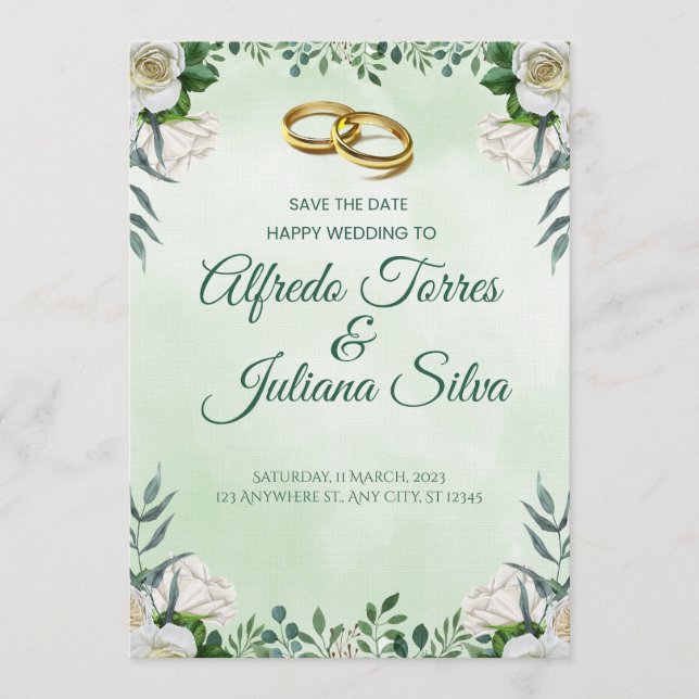 Invitación Two Hearts, One Love Wedding Invitation (Anverso)