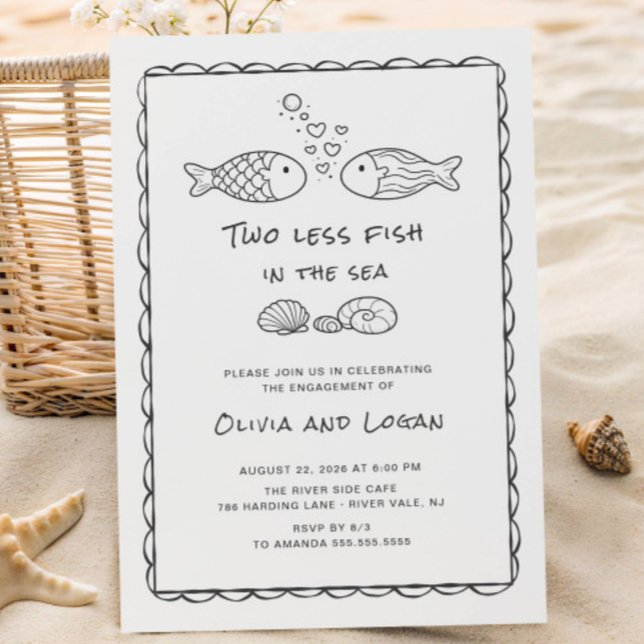 Invitación Two Less Fish in the Sea Engagement Invitation (Subido por el creador)