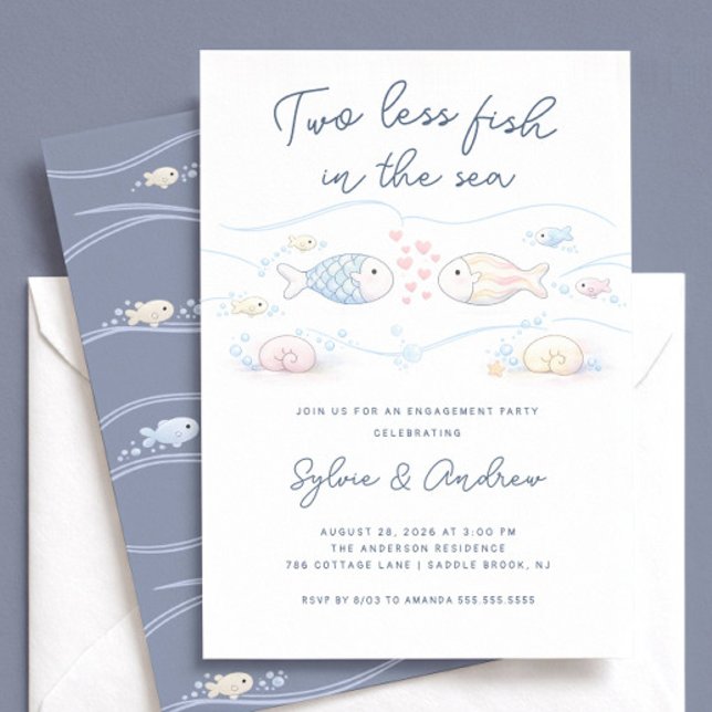 Invitación Two Less Fish in the Sea Engagement Invite (Subido por el creador)