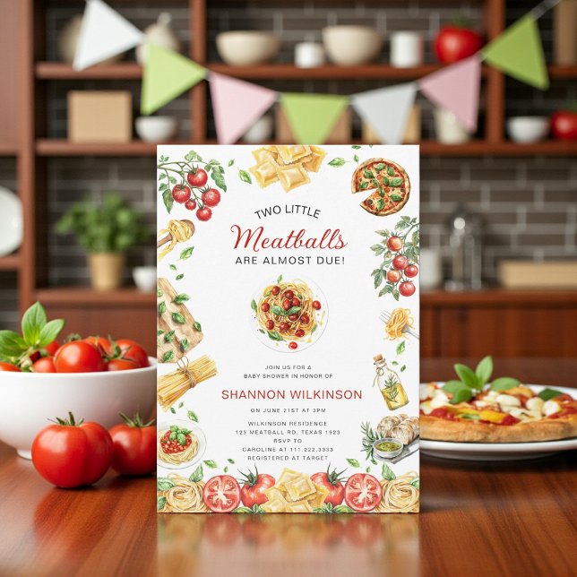 Invitación Two Little Meatballs Italian Pasta Baby Shower (Subido por el creador)