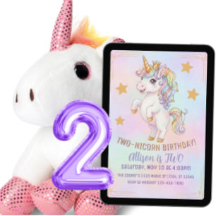 Invitación TWO-nicorn, 2do Cumpleaños