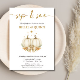 Invitación Two Pumpkins on their way Twin Baby Sip And See