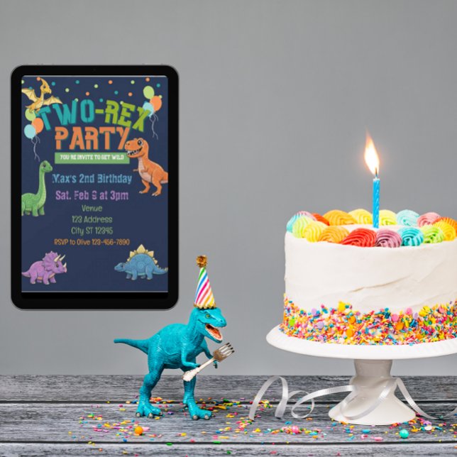 Invitación Two-Rex Party Dinosaur 2nd Birthday (Subido por el creador)