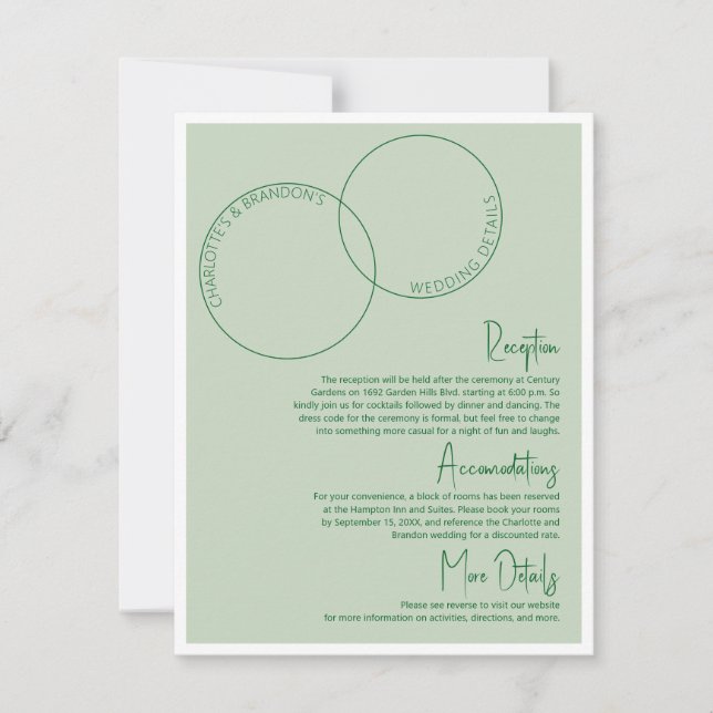 Invitación Two Rings Wedding Details Card (Anverso)