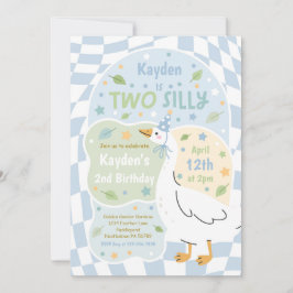 Invitación Two Silly Goose 2nd Birthday Party Spring Birthday