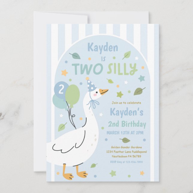 Invitación Two Silly Goose 2nd Birthday Party Spring Birthday (Anverso)