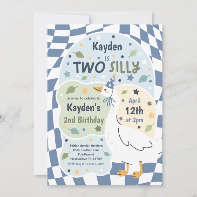 Invitación Two Silly Goose 2nd Birthday Party Spring Birthday (Anverso)