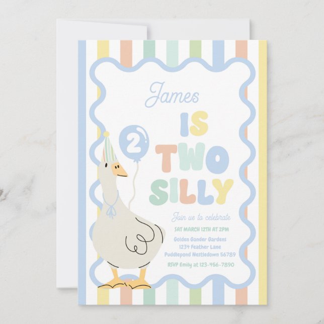 Invitación Two Silly Goose 2nd Birthday Party Spring Birthday (Anverso)