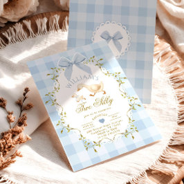 Invitación Two Silly Goose Blue Gingham Boy 2nd Birthday
