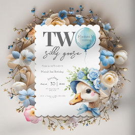 Invitación Two Silly Goose Boy 2nd Birthday  Invitation