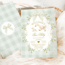 Invitación Two Silly Goose Gender Neutral Sage 2nd Birthday