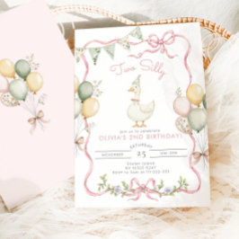 Invitación Two Silly Goose Pink Girl 2nd Birthday