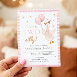 Invitación Two Silly Goose Spring Party Farm Girl Birthday