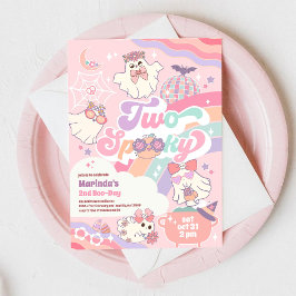 Invitación Two Spooky Halloween Groovy Daisy 2nd Birthday 